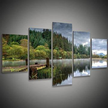Forest Fishing Dock Nature Canvas Wall Art