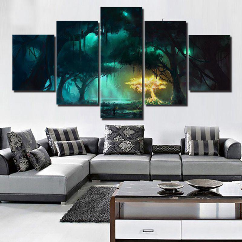 Forest Glow Golden Tree Nature Canvas Wall Art
