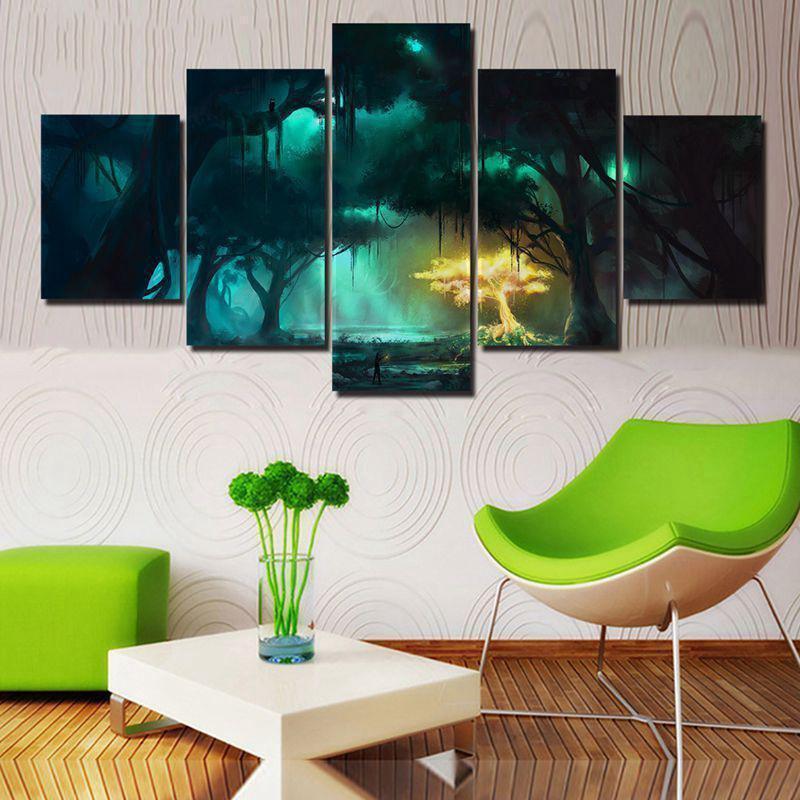 Forest Glow Golden Tree Nature Canvas Wall Art