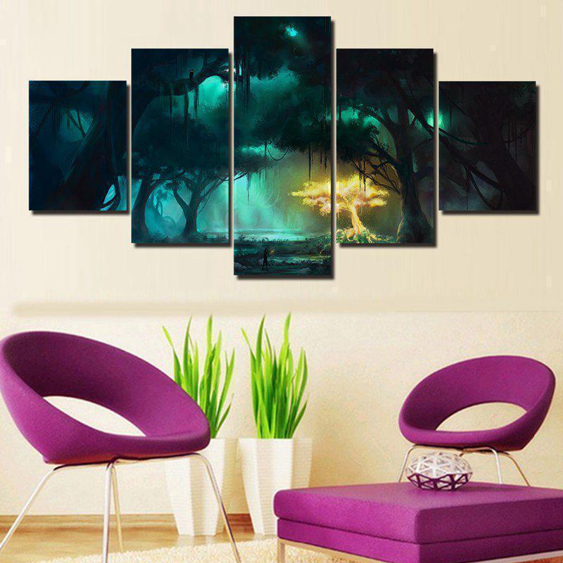 Forest Glow Golden Tree Nature Canvas Wall Art