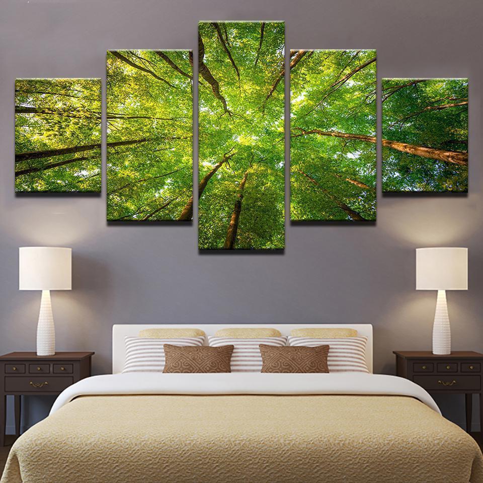 Forest Green Trees Sunshine Nature Canvas Wall Art