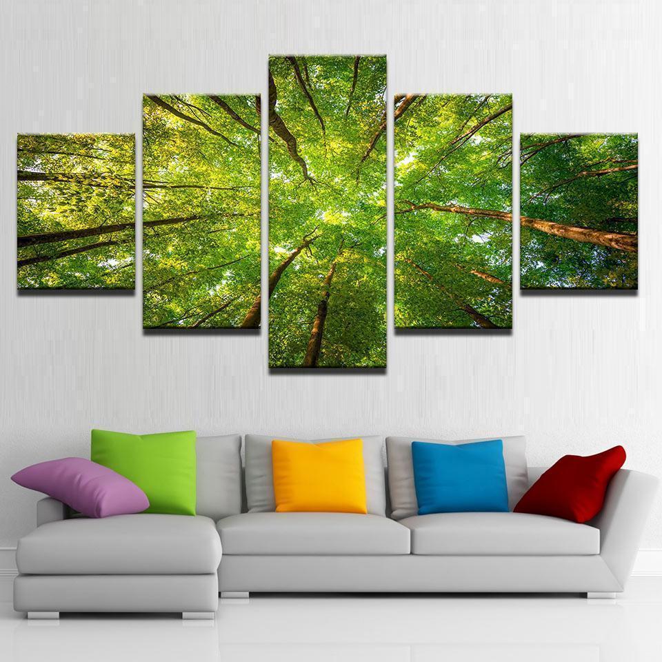 Forest Green Trees Sunshine Nature Canvas Wall Art