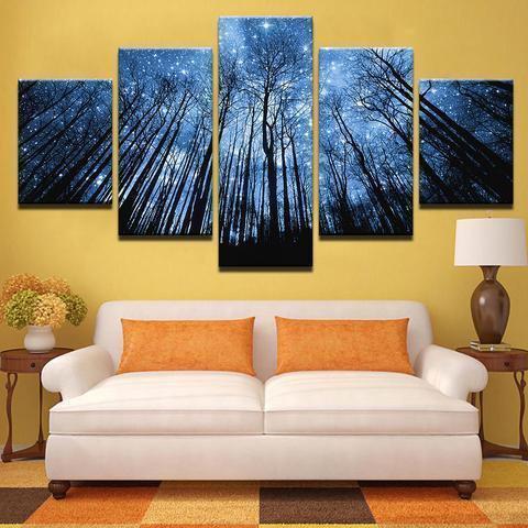 Forest Night Landscape Nature Canvas Wall Art