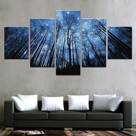 Forest Night Landscape Nature Canvas Wall Art