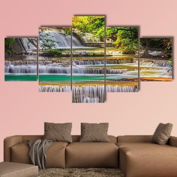 Forest With Erawan Waterfall In Thailand Nature Canvas Wall Art