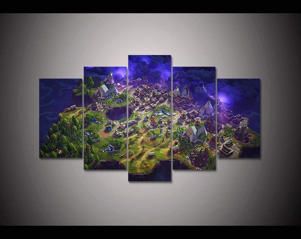 Fortnite Battle Royale Map Gaming Canvas Wall Art