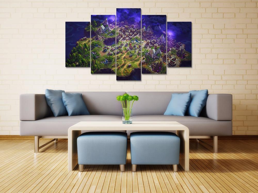 Fortnite Battle Royale Map Gaming Canvas Wall Art