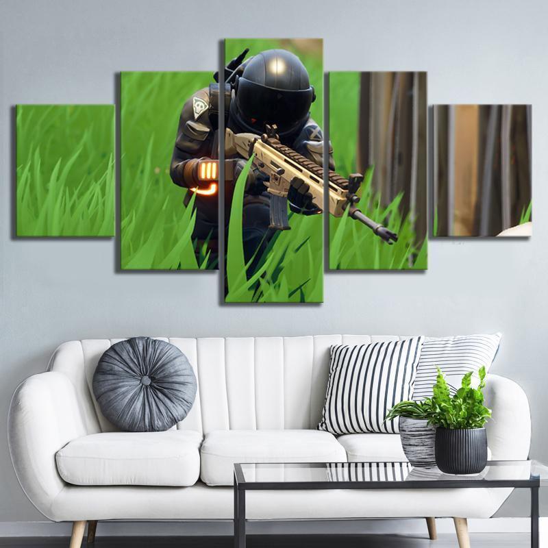 Fortnite Hiding And Hunting Gaming Canvas Wall Art