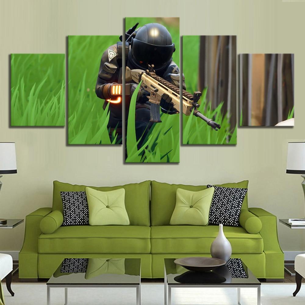 Fortnite Hiding And Hunting Gaming Canvas Wall Art