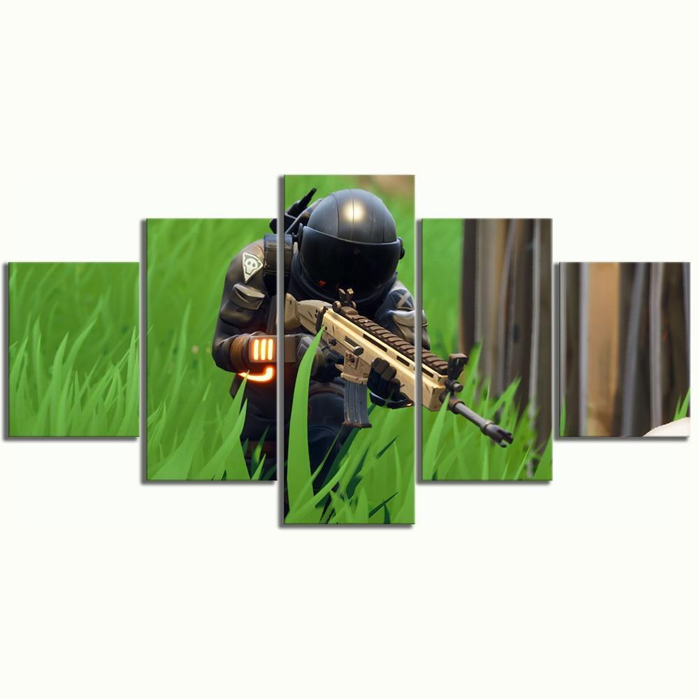 Fortnite Hiding And Hunting Gaming Canvas Wall Art
