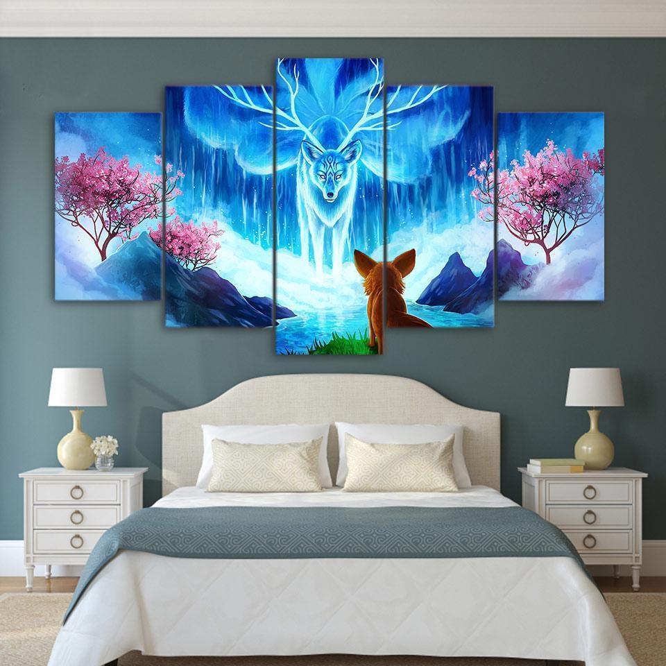 Fox And Nine Tails Fox Animal Canvas Wall Art