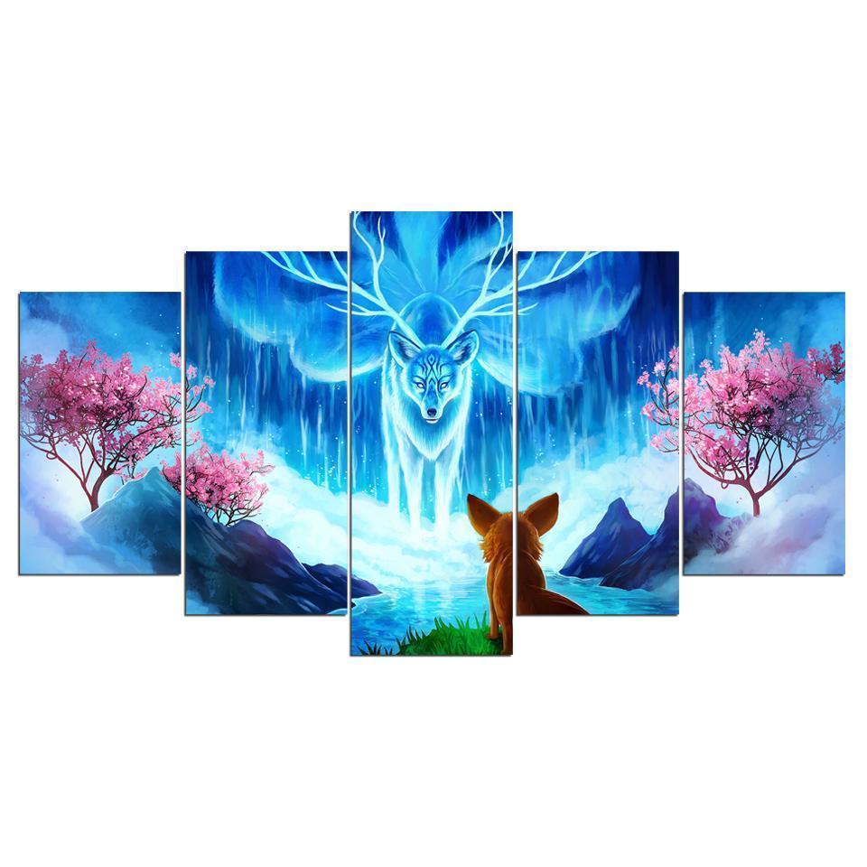 Fox And Nine Tails Fox Animal Canvas Wall Art