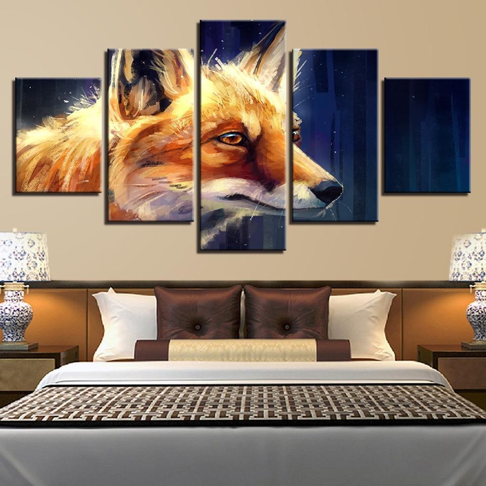Fox Head Oil Painting Animal Canvas Wall Art