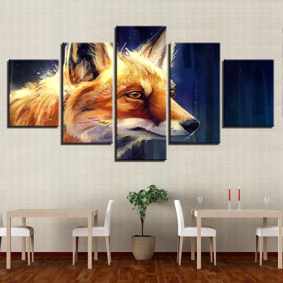Fox Head Oil Painting Animal Canvas Wall Art