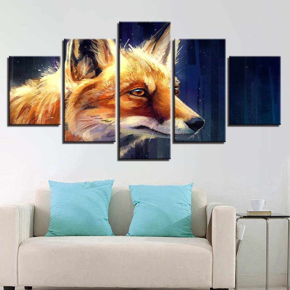 Fox Head Oil Painting Animal Canvas Wall Art