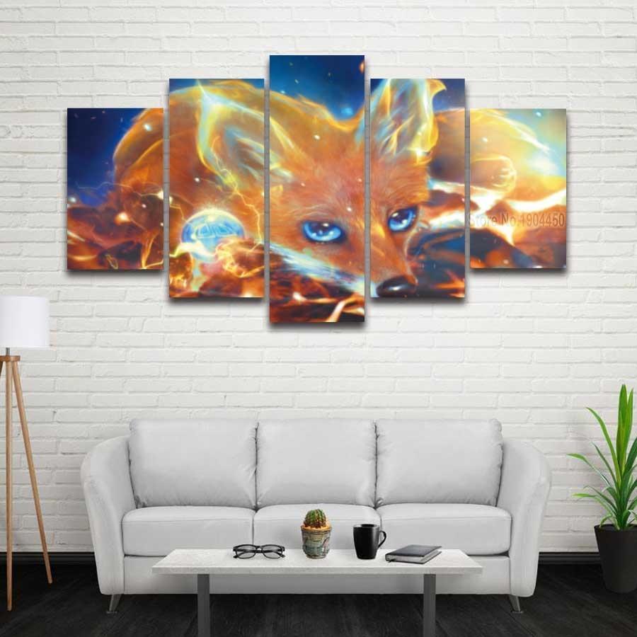 Fox In Anime Animal Canvas Wall Art