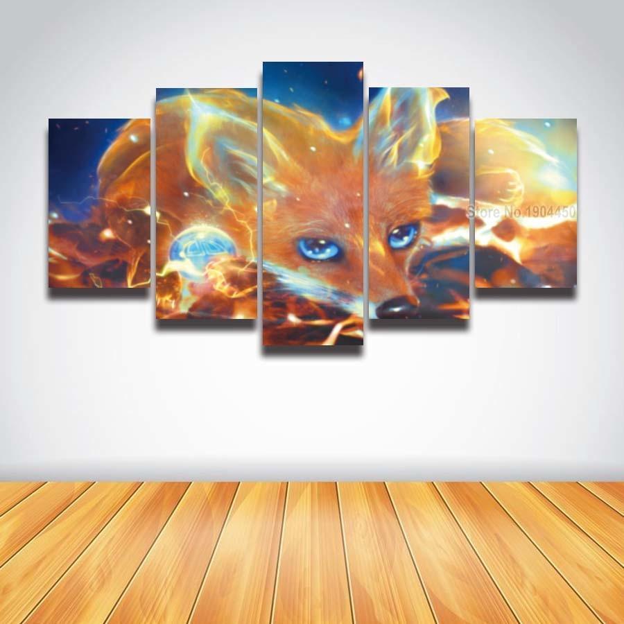 Fox In Anime Animal Canvas Wall Art