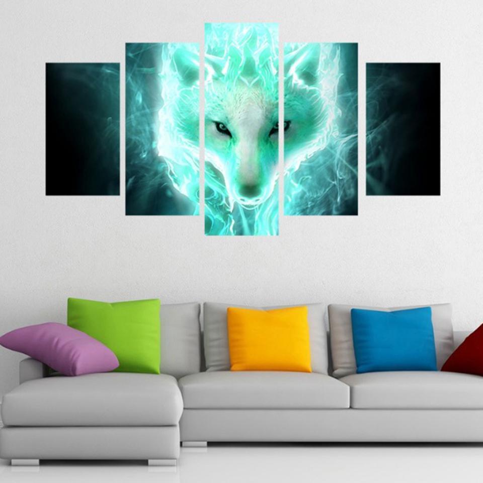 Foxes Abstract Animal Canvas Wall Art