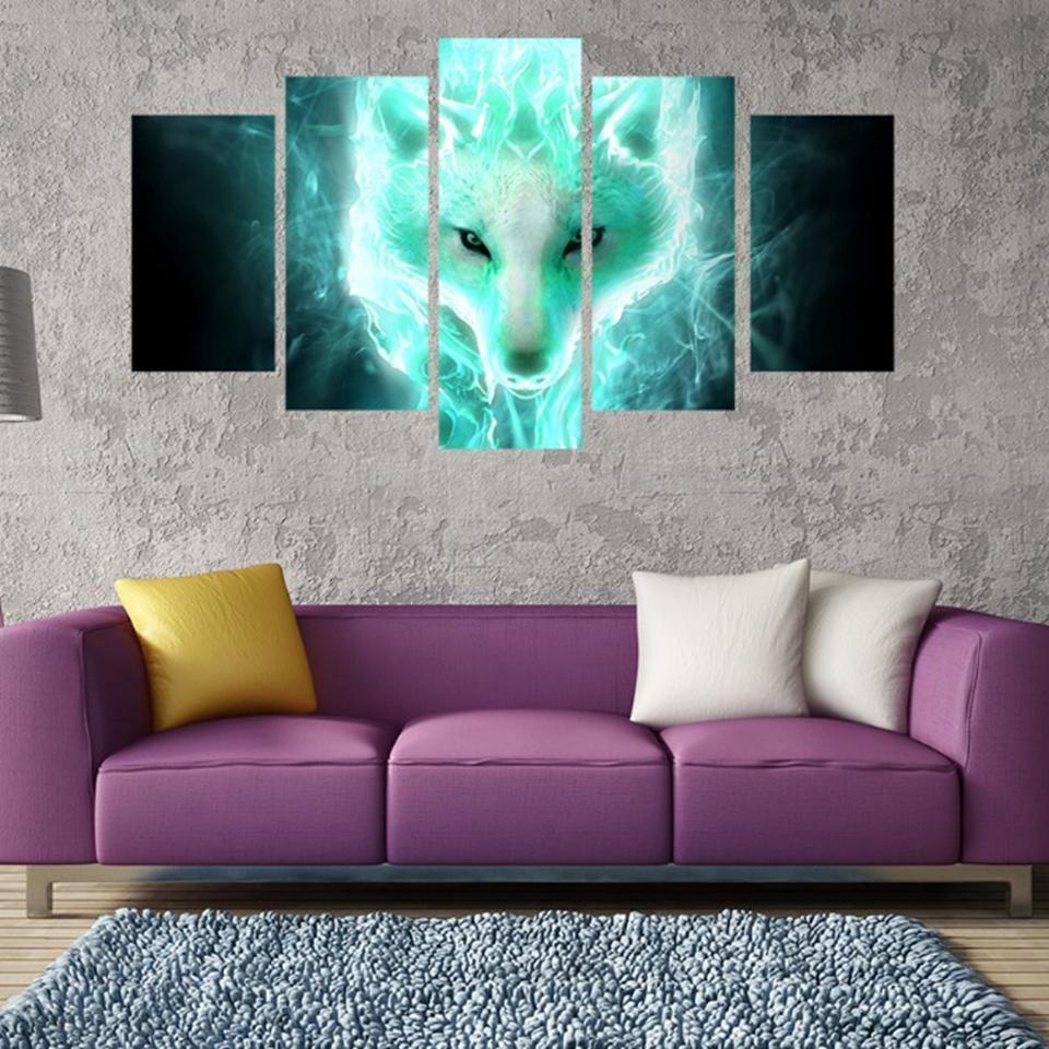 Foxes Abstract Animal Canvas Wall Art