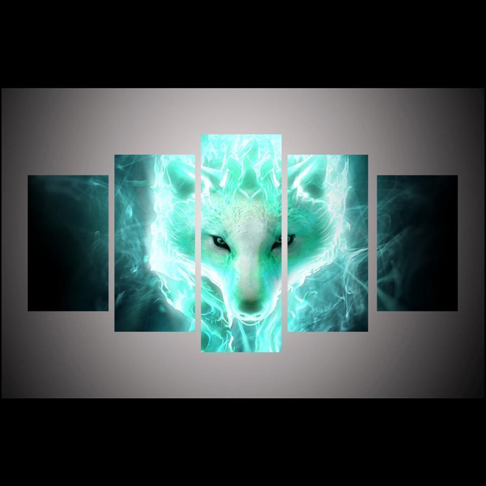 Foxes Abstract Animal Canvas Wall Art
