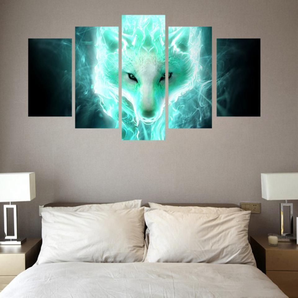 Foxes Abstract Animal Canvas Wall Art