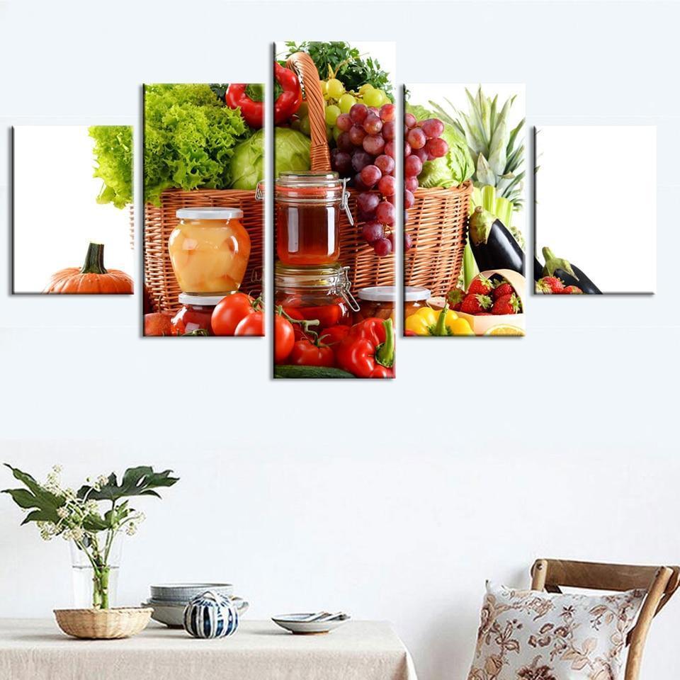 Fresh Fruit And Veggie Kitchen Canvas Wall Art