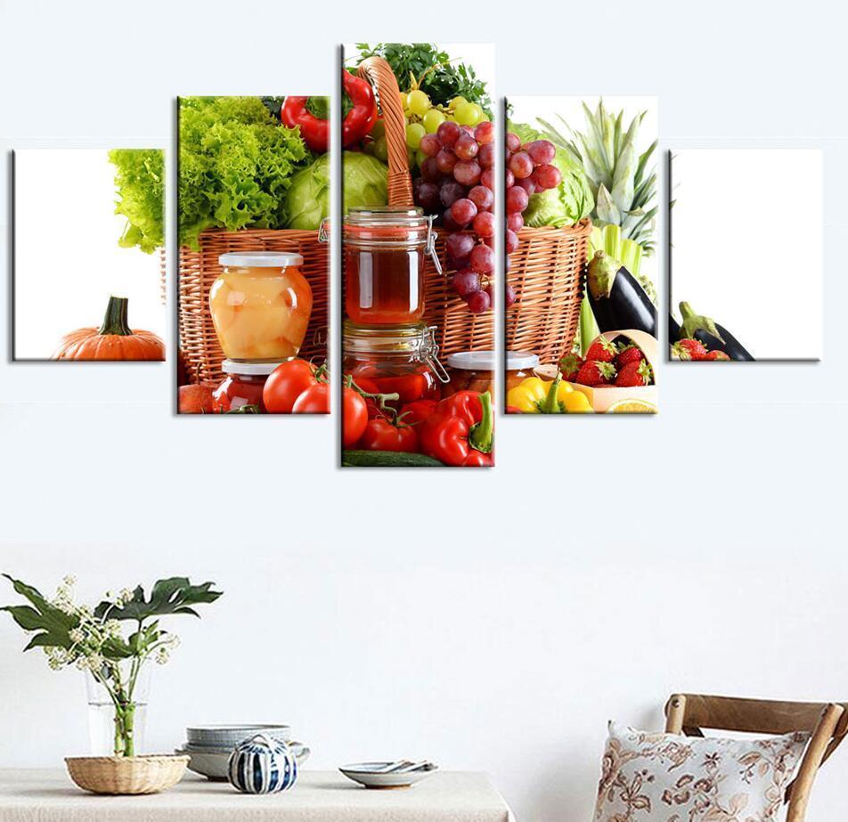 Fresh Fruit And Veggie Kitchen Canvas Wall Art