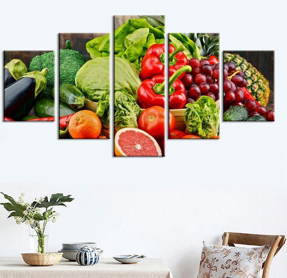 Fresh Fruit And Veggie Kitchen Canvas Wall Art
