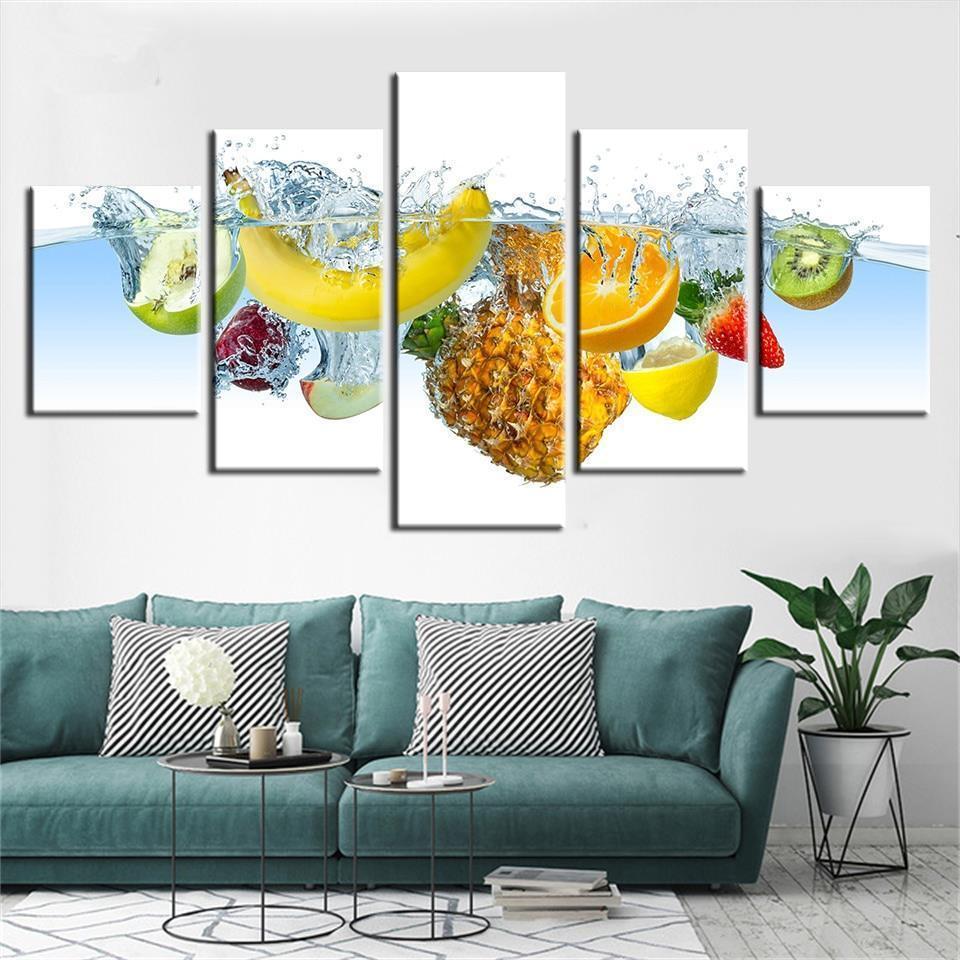 Fresh Fruit In Water 1 Kitchen Canvas Wall Art