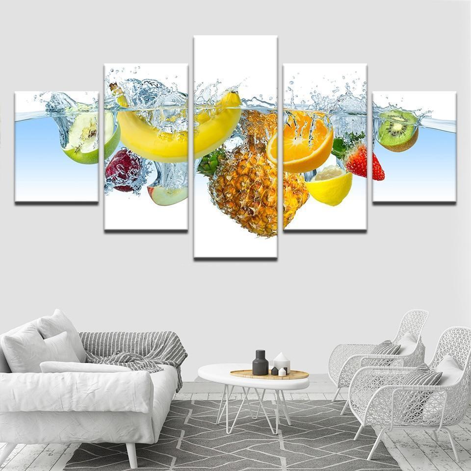 Fresh Fruit In Water 1 Kitchen Canvas Wall Art