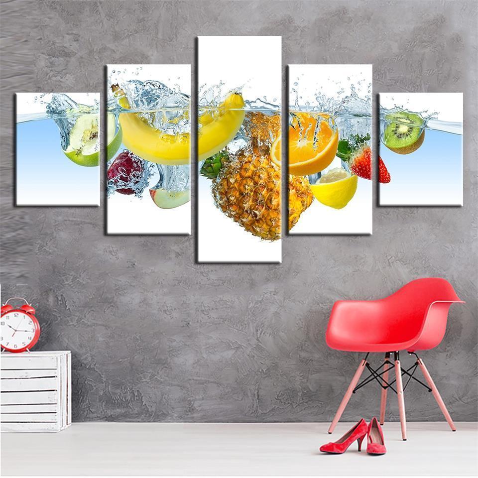 Fresh Fruit In Water 1 Kitchen Canvas Wall Art