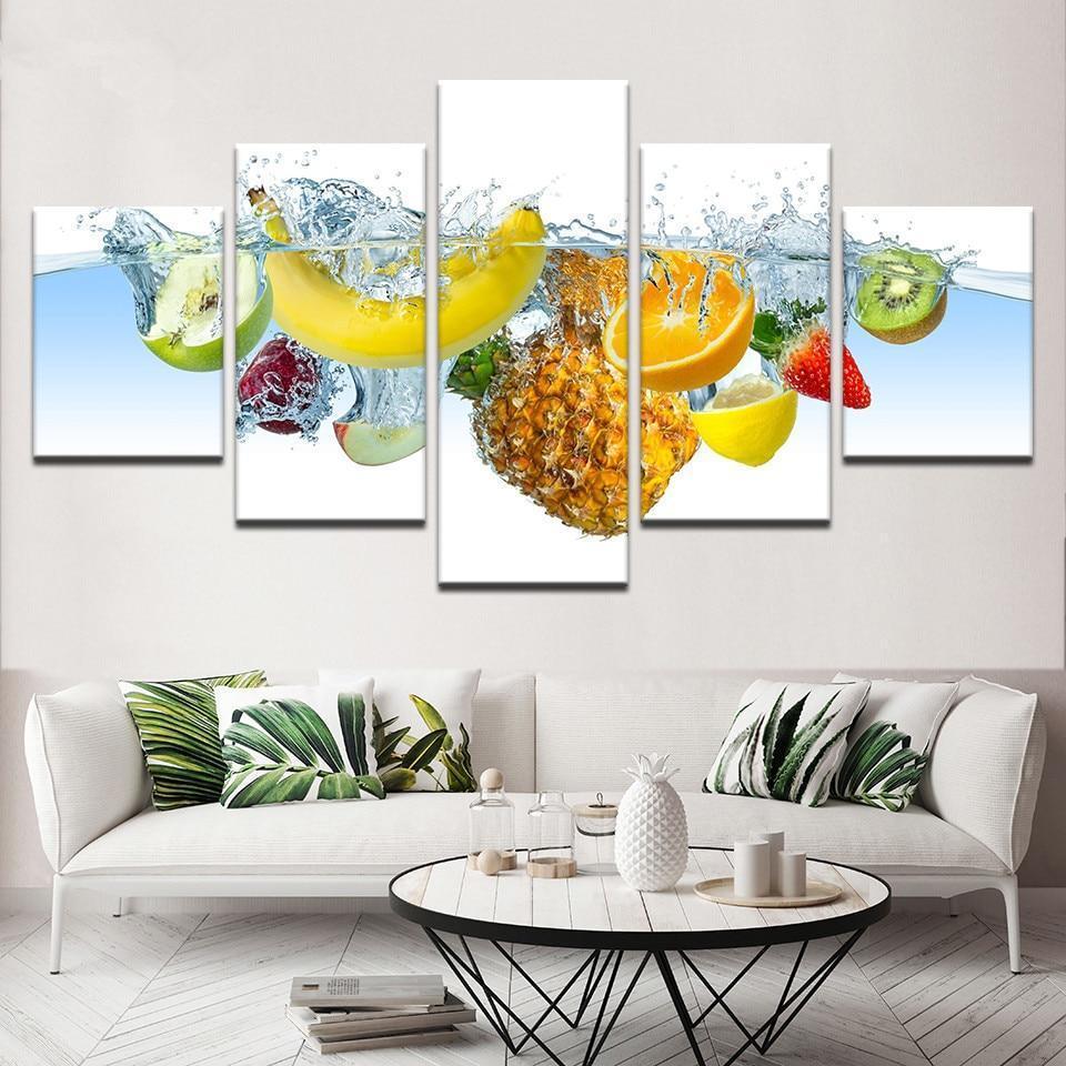 Fresh Fruit In Water 1 Kitchen Canvas Wall Art