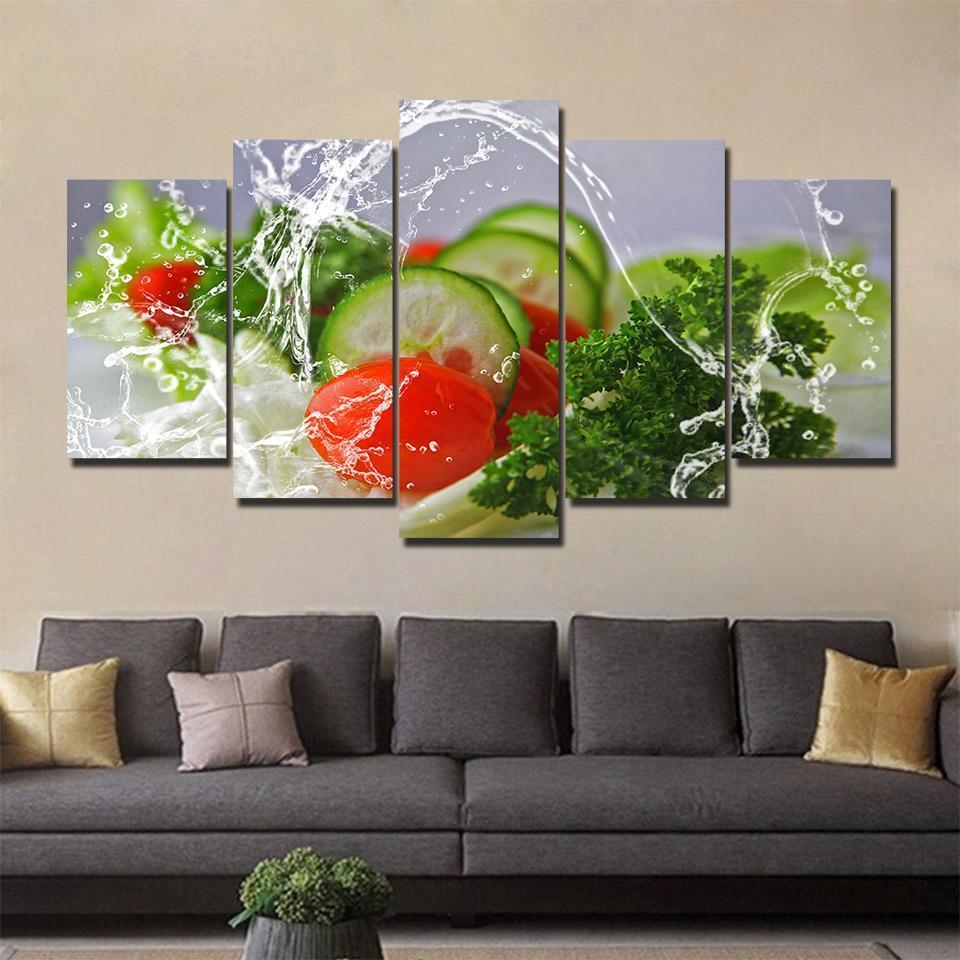 Fresh Fruit In Water Kitchen Canvas Wall Art