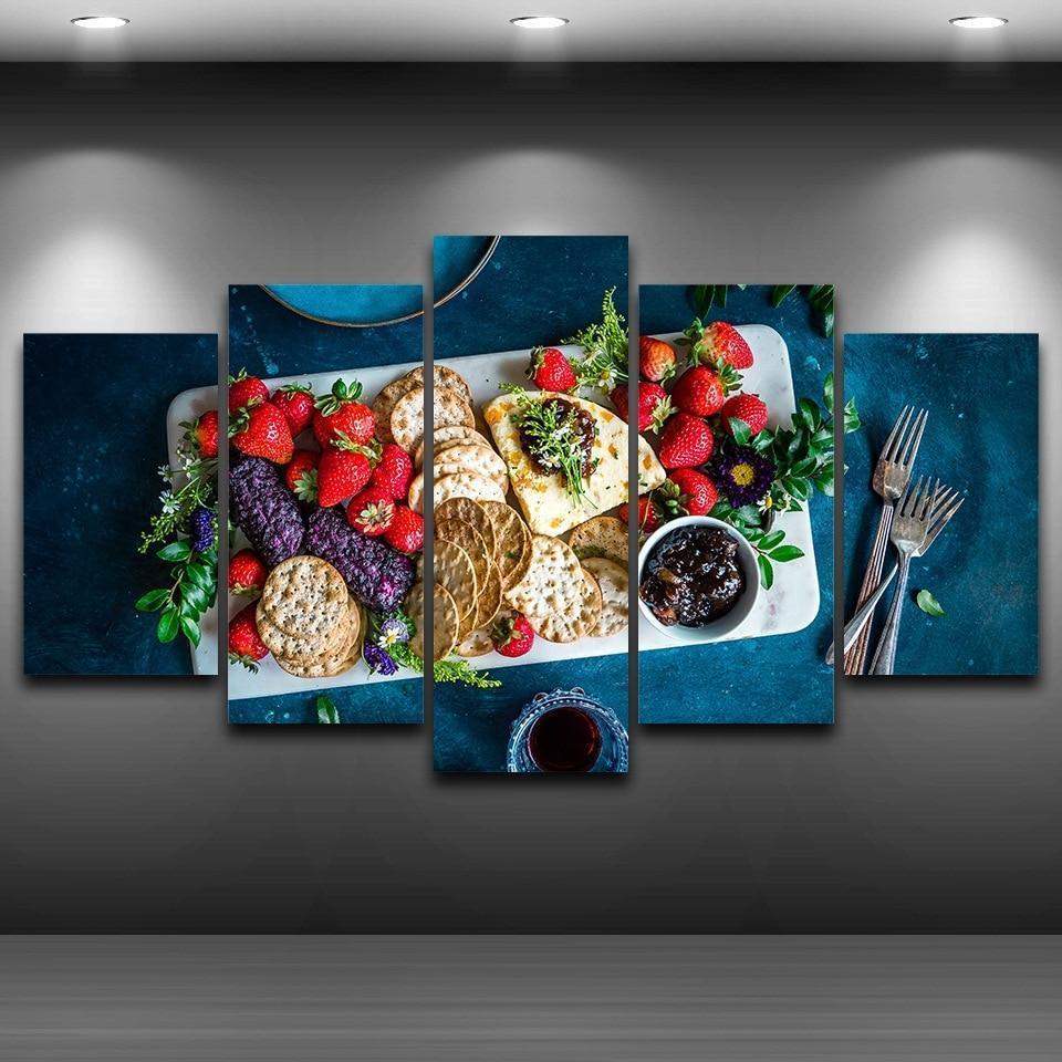 Fresh Fruits And Biscuits Kitchen Canvas Wall Art