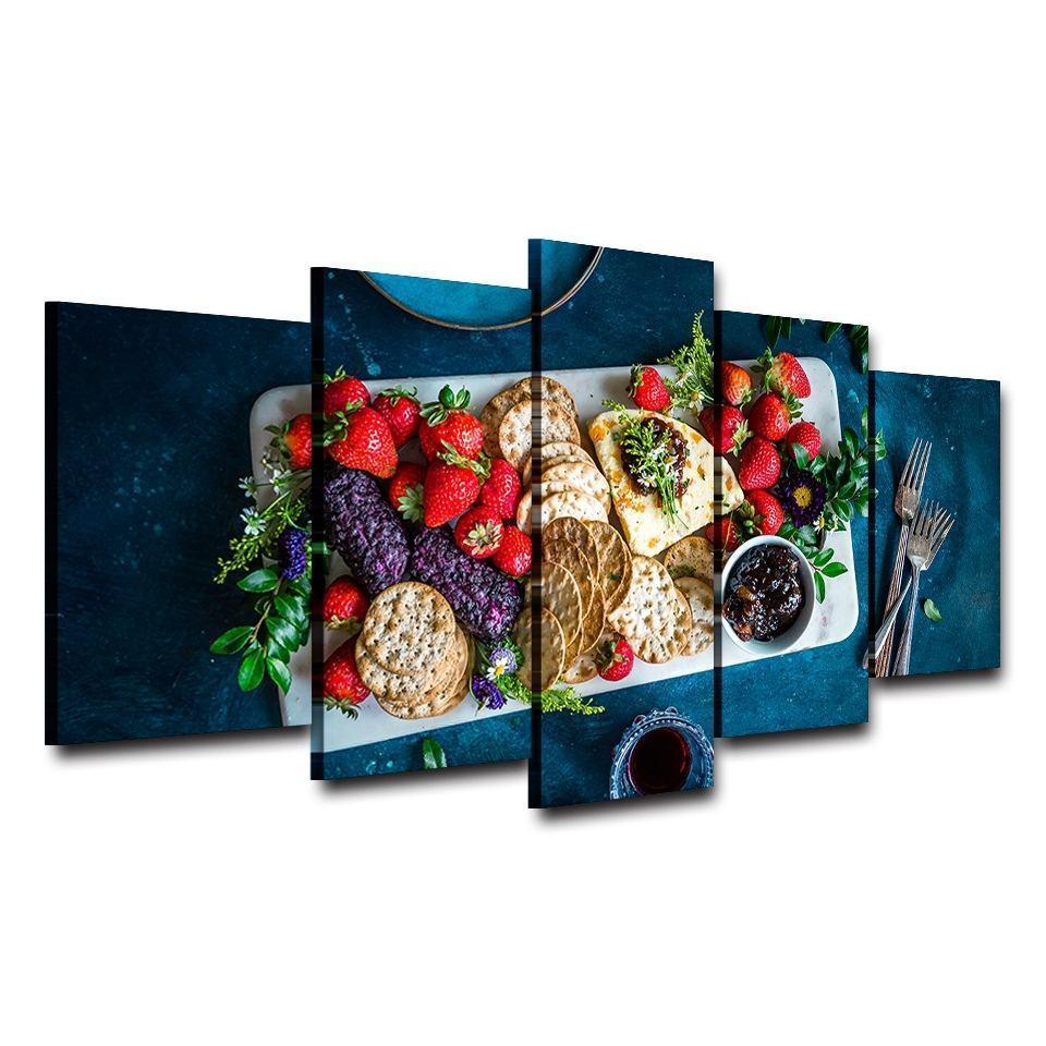 Fresh Fruits And Biscuits Kitchen Canvas Wall Art