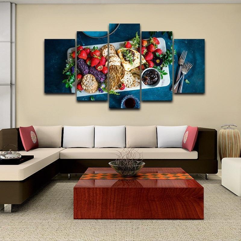 Fresh Fruits And Biscuits Kitchen Canvas Wall Art