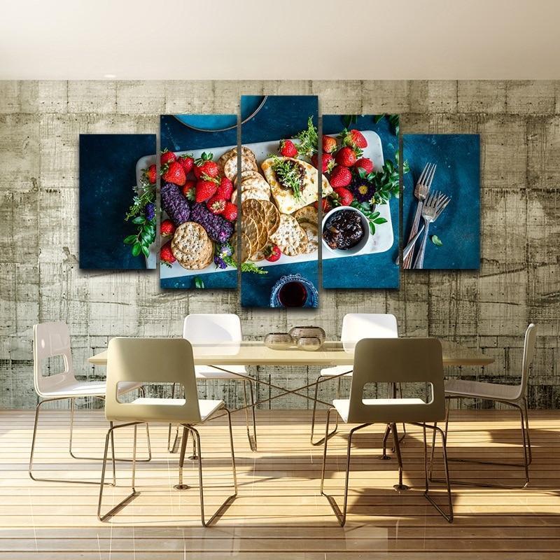 Fresh Fruits And Biscuits Kitchen Canvas Wall Art