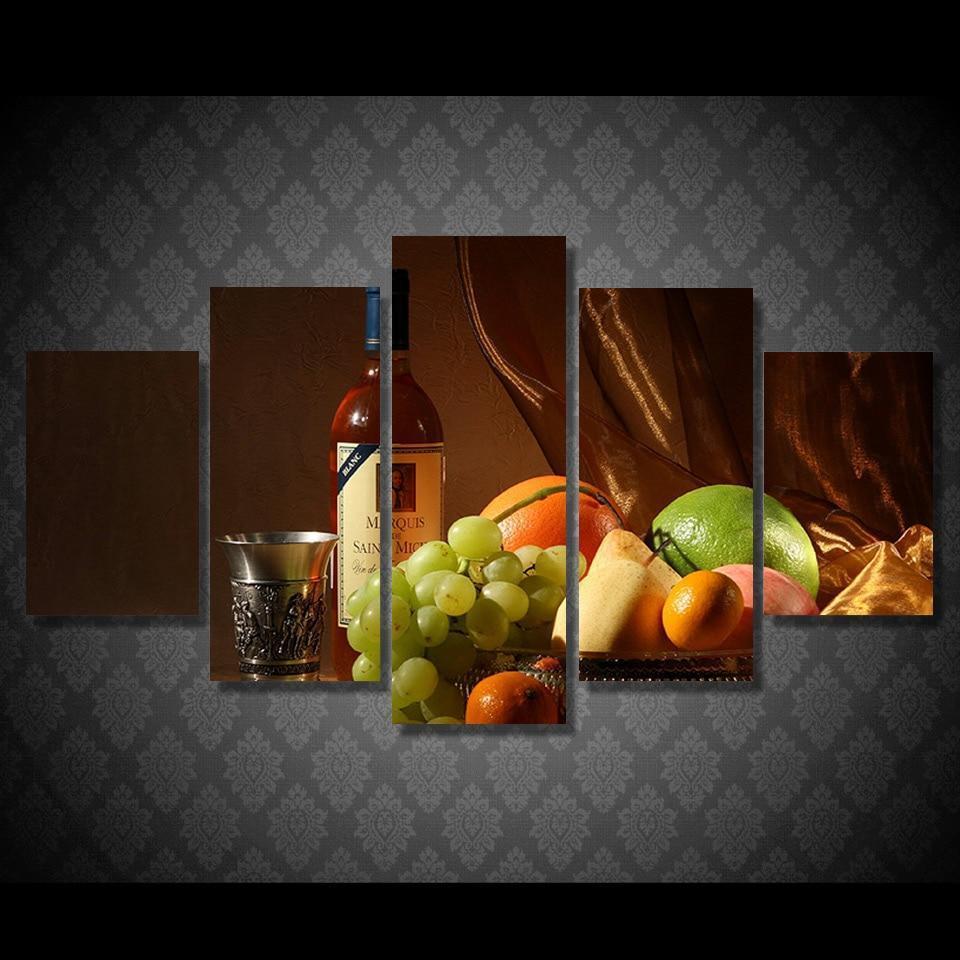 Fresh Fruits And Wine Kitchen Canvas Wall Art