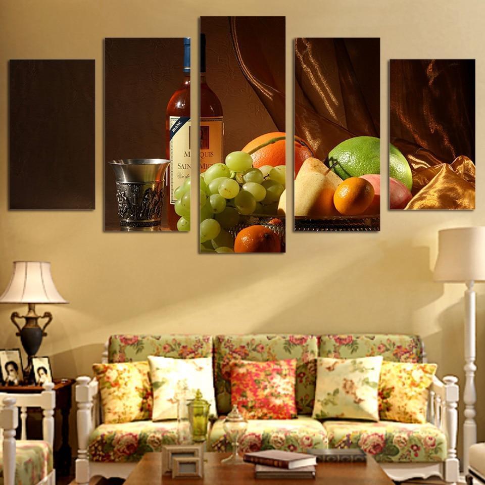 Fresh Fruits And Wine Kitchen Canvas Wall Art