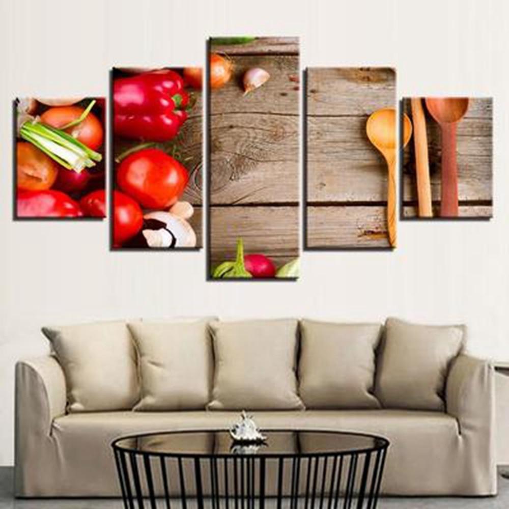Fresh Vegetables Sweet Pepper Onion Food Nature Canvas Wall Art