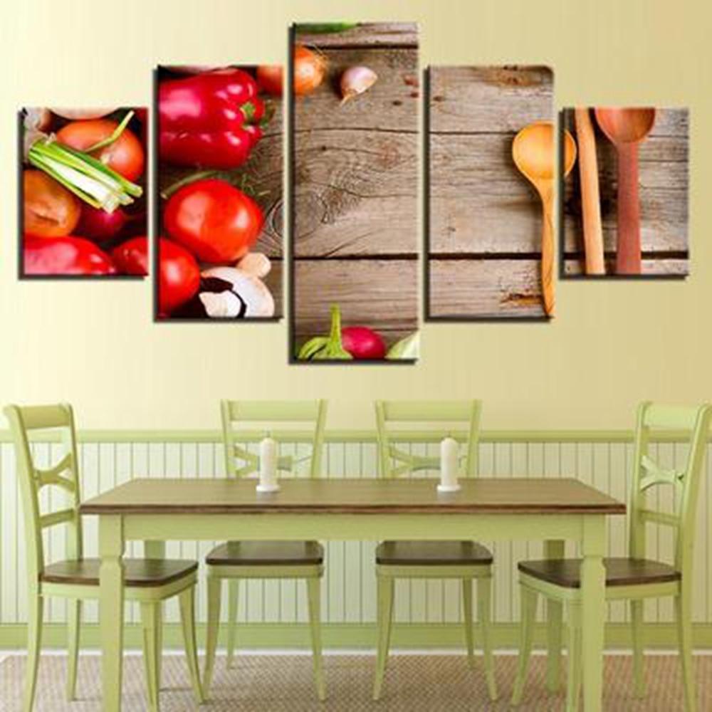 Fresh Vegetables Sweet Pepper Onion Food Nature Canvas Wall Art