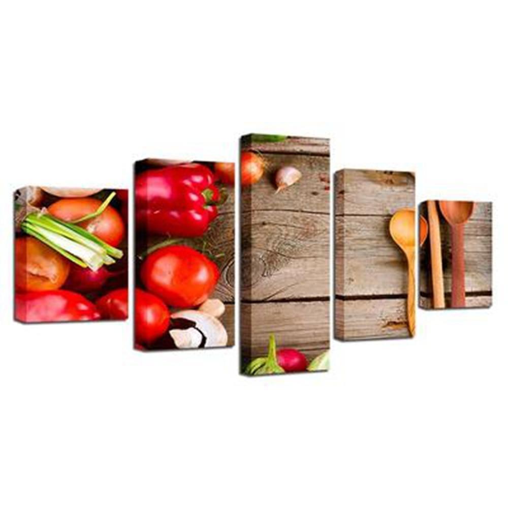 Fresh Vegetables Sweet Pepper Onion Food Nature Canvas Wall Art