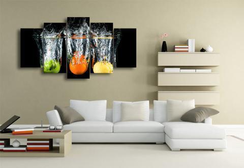 Fruit Fell Into The Cup Kitchen Canvas Wall Art