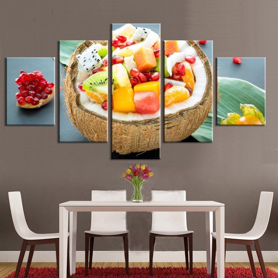 Fruit In A Coconut Shell Kitchen Canvas Wall Art