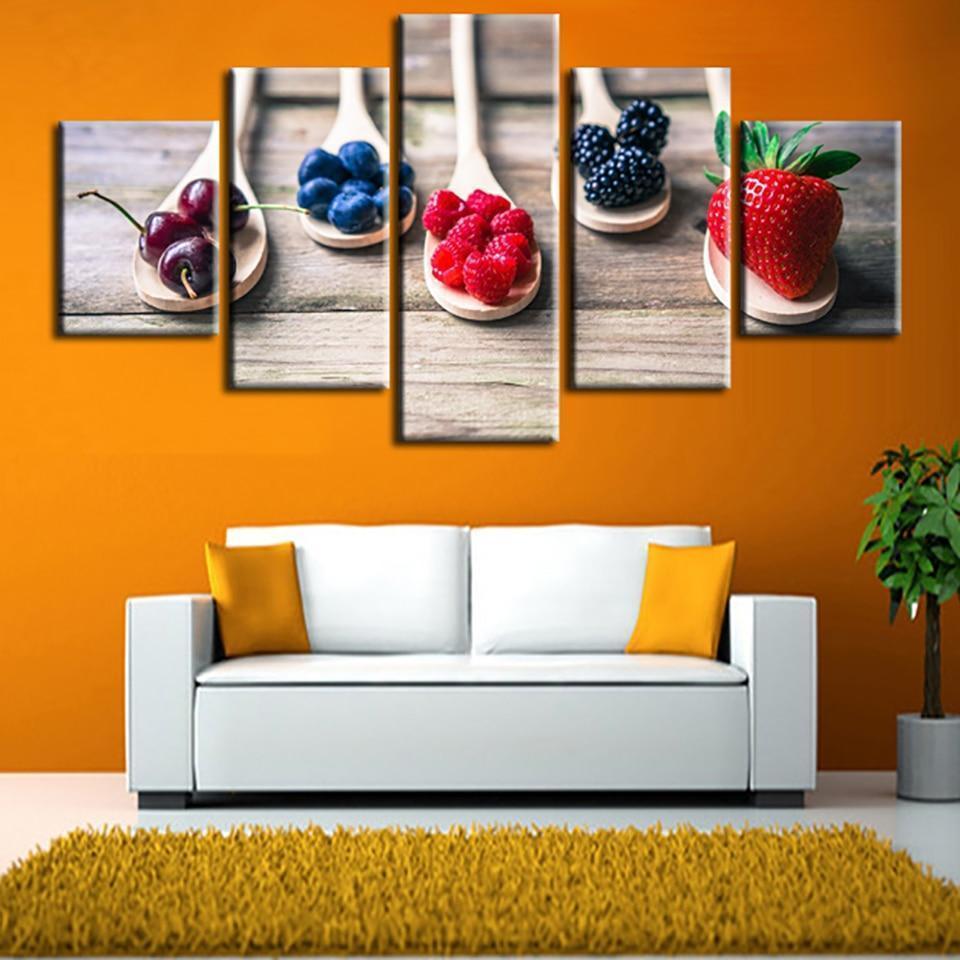 Fruit In Spoon Kitchen Canvas Wall Art