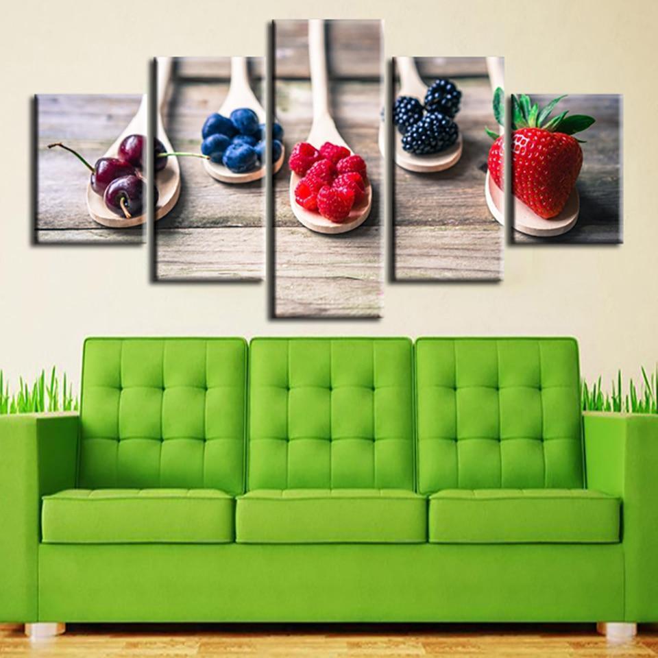 Fruit In Spoon Kitchen Canvas Wall Art