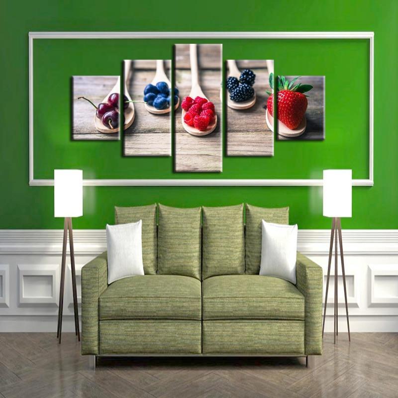 Fruit In Spoon Kitchen Canvas Wall Art