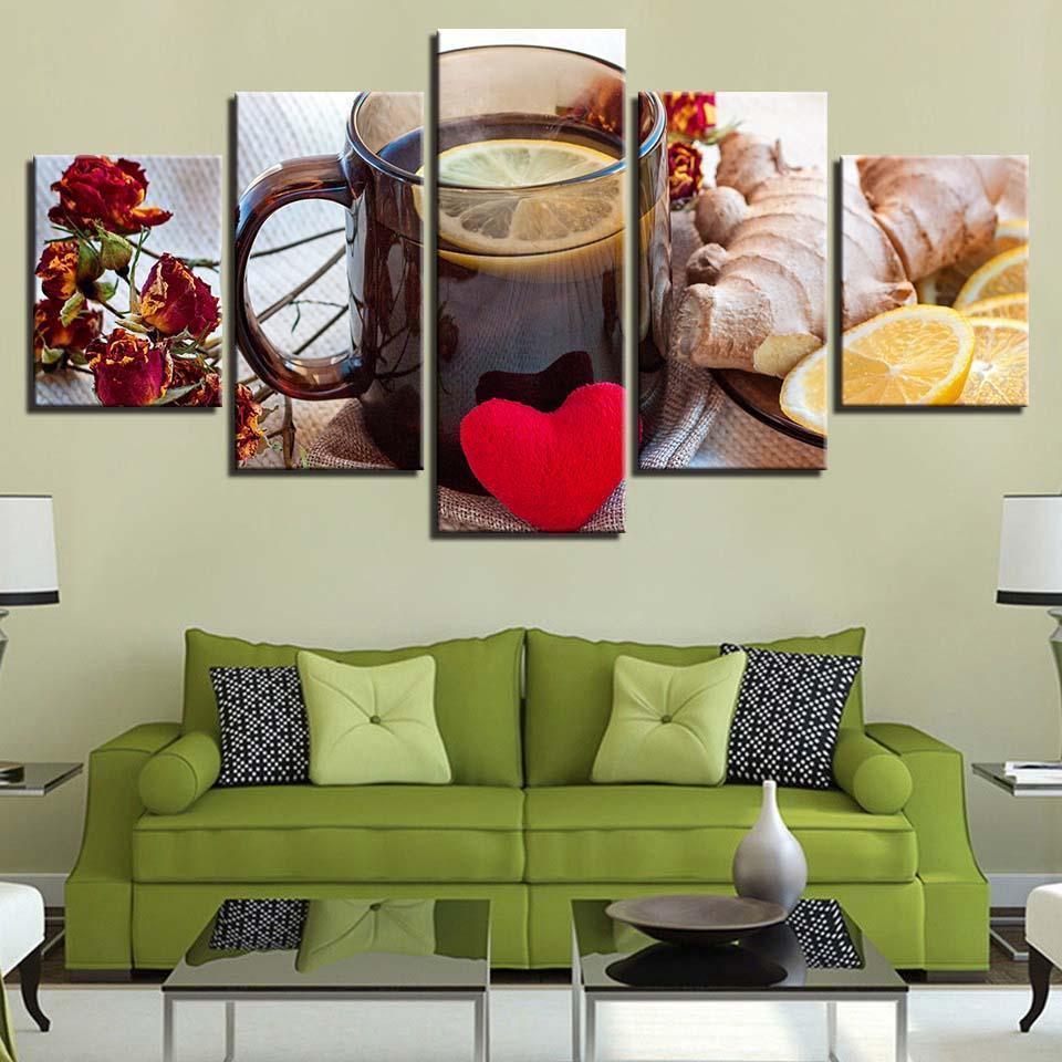 Fruits Ginger Lemon Tea Kitchen Canvas Wall Art