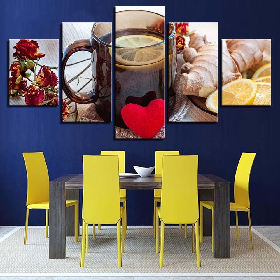 Fruits Ginger Lemon Tea Kitchen Canvas Wall Art