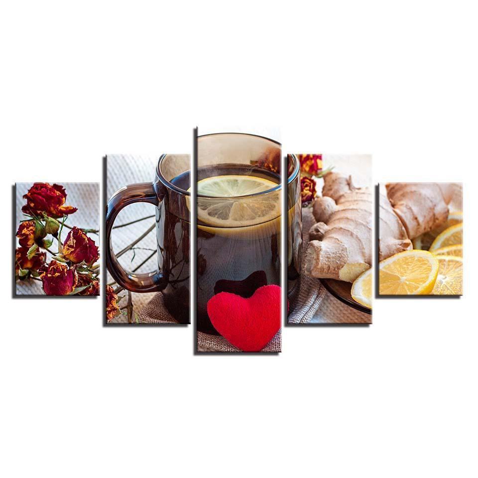 Fruits Ginger Lemon Tea Kitchen Canvas Wall Art